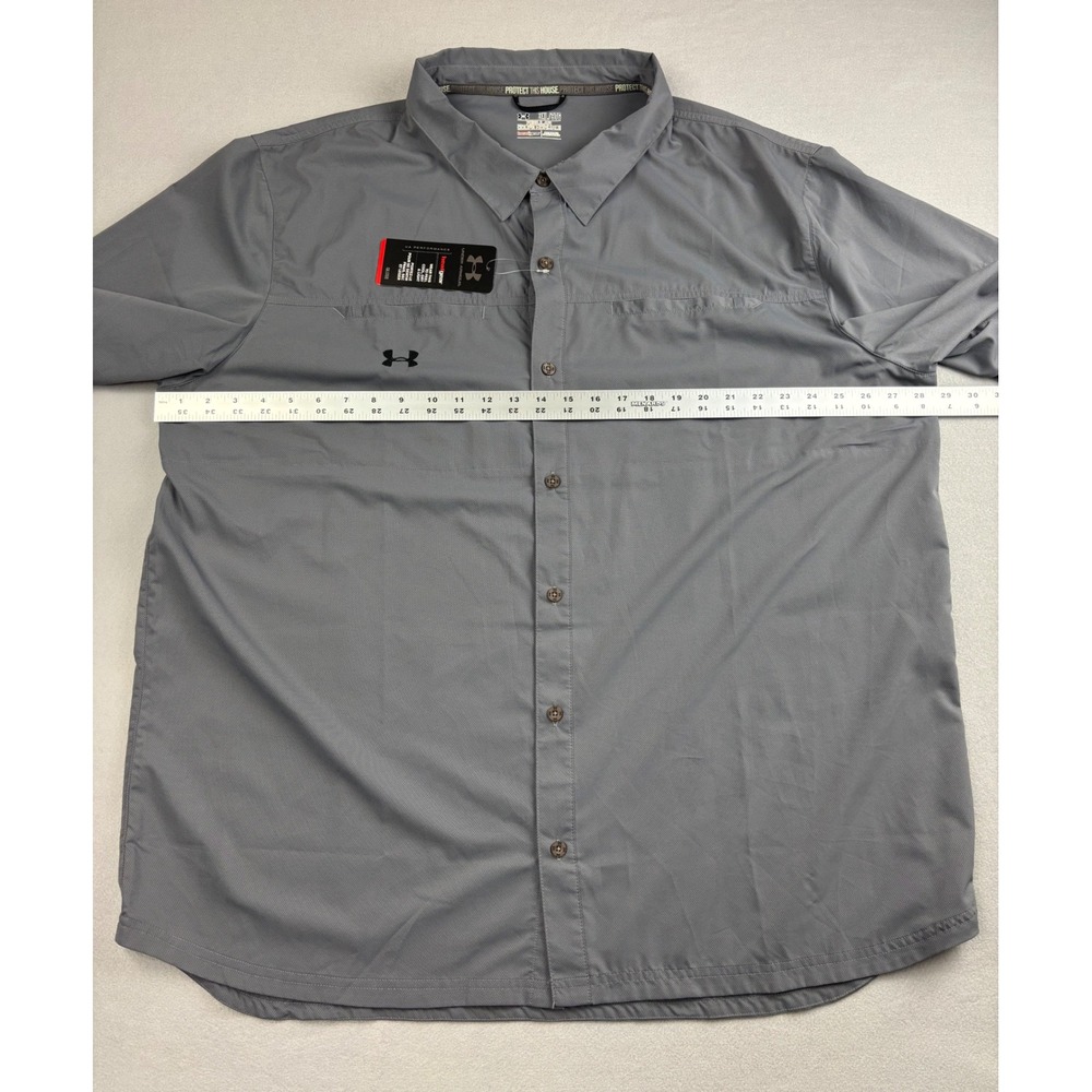 NWT Under Armour HeatGear Men's 3XL Gray Short Sleeve Button Down Fishing Shirt - Picture 5 of 6